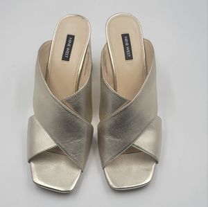 NINE WEST Gigi Block Heel Slide Sandals Size 12